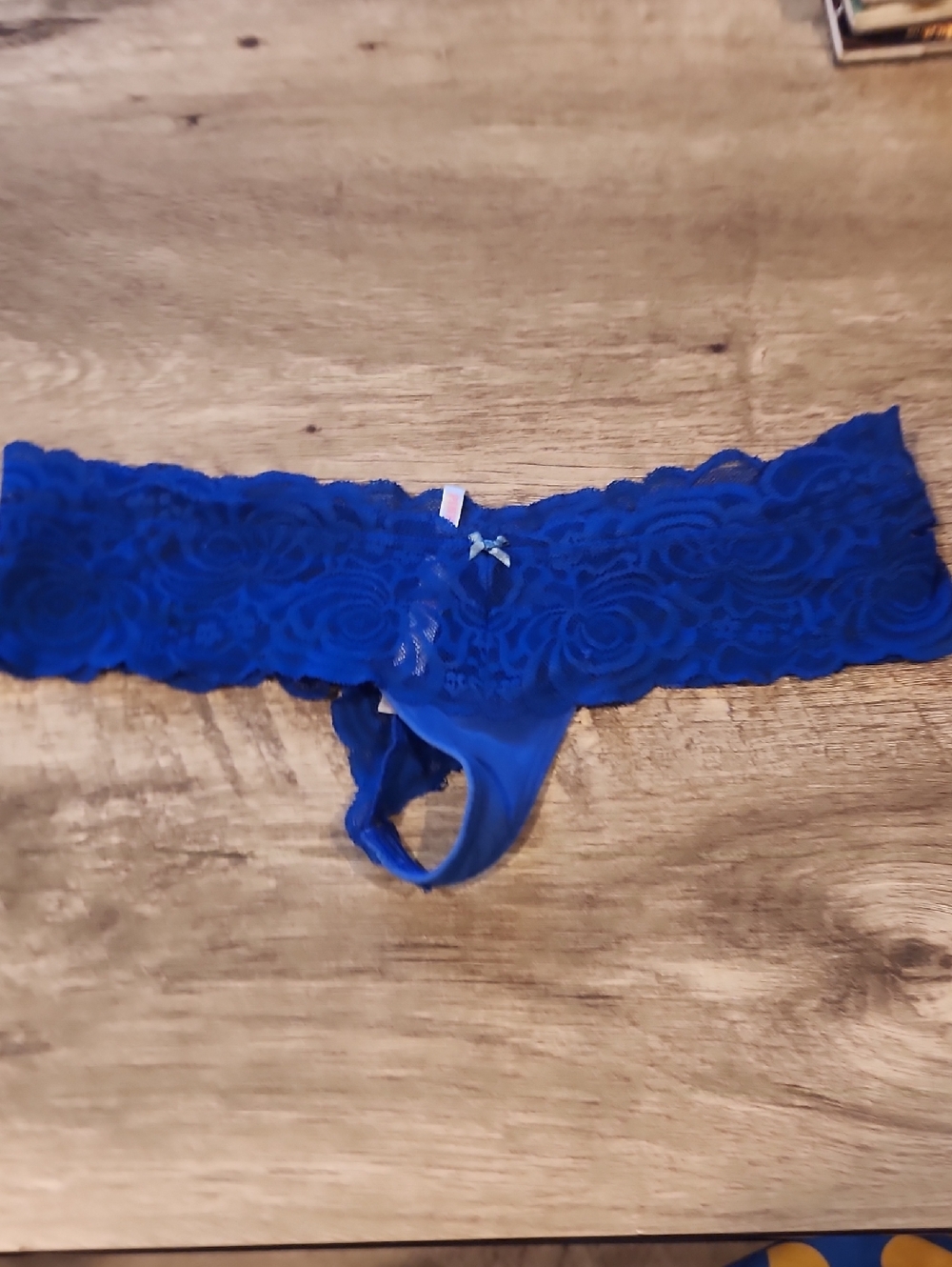 PINK Victoria's Secret Royal Blue Lace Thong Panties